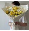 Микс с желтыми кустовыми розами Пиони Бабблз 1