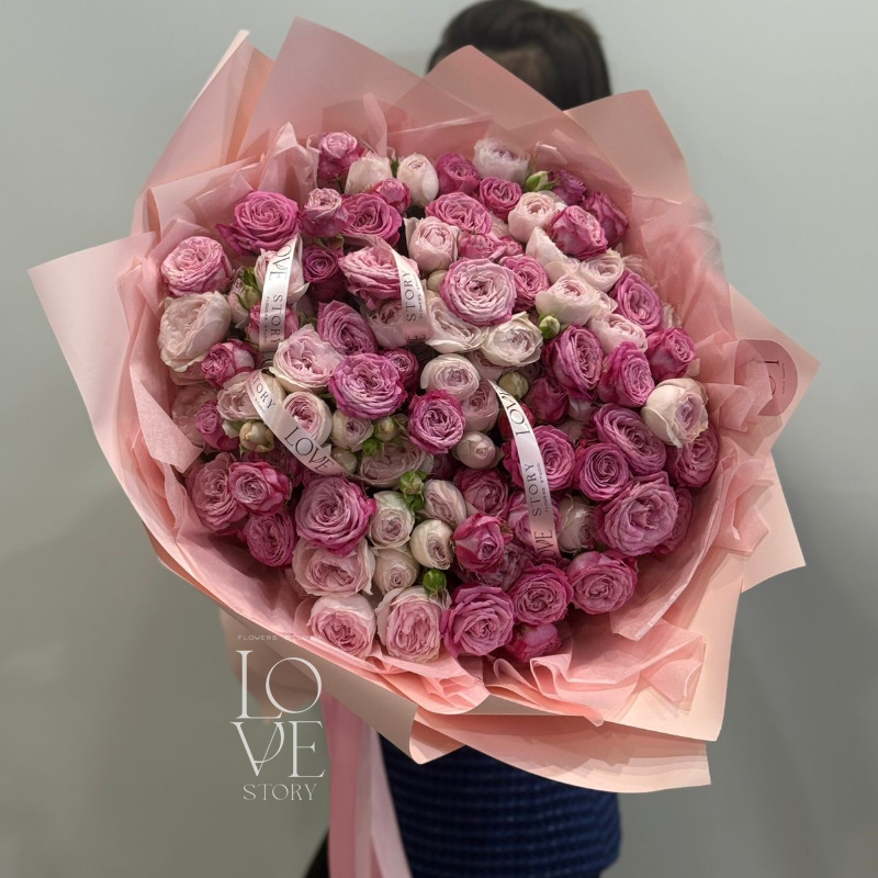 Букет микс с Леди Бомбастик и Пинк Дедикейшн