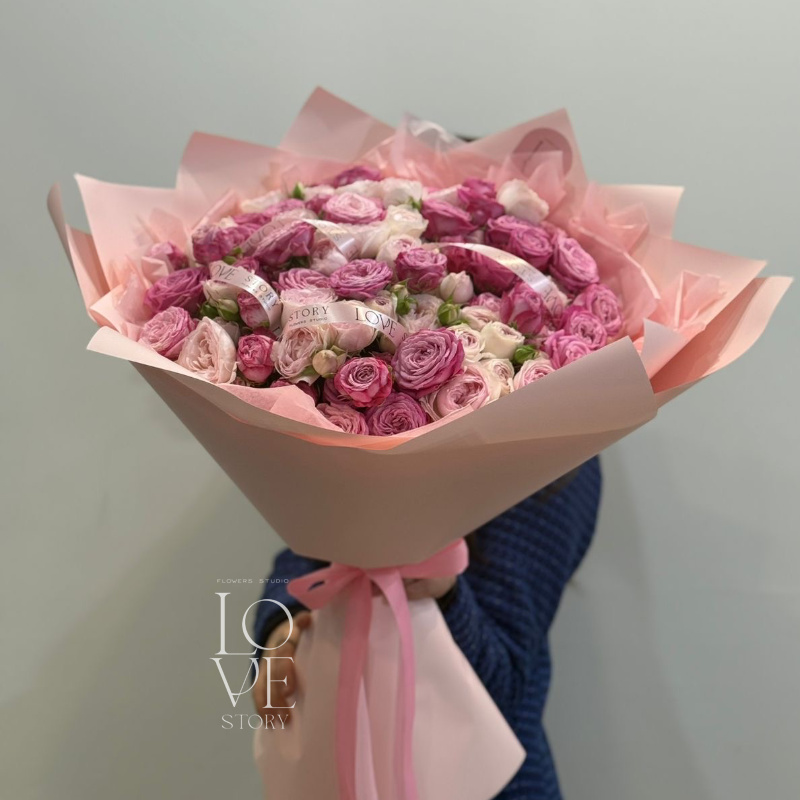 Букет микс с Леди Бомбастик и Пинк Дедикейшн 1