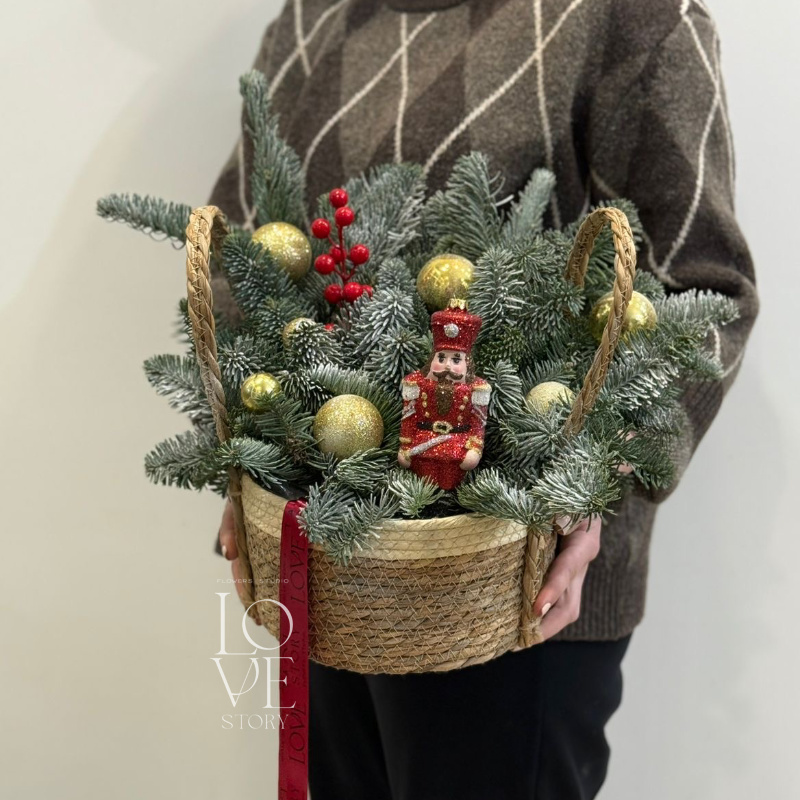 Корзинка Новый Год (красное золото) 