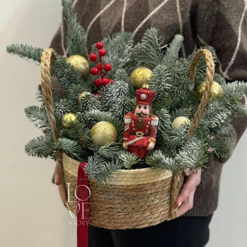 Корзинка Новый Год (красное золото) 