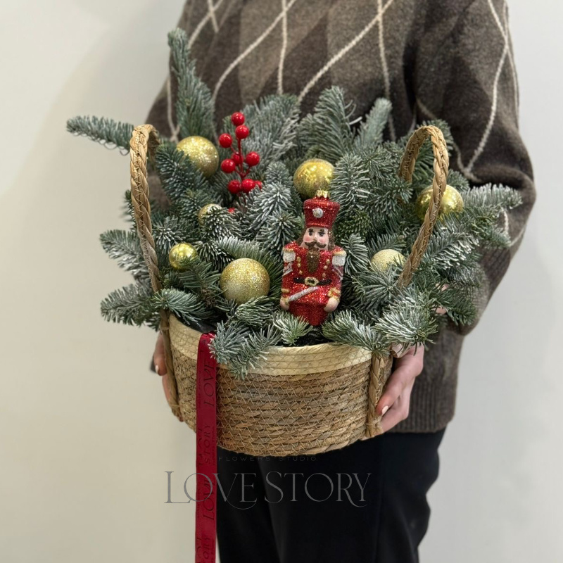 Корзинка Новый Год (красное золото) 1