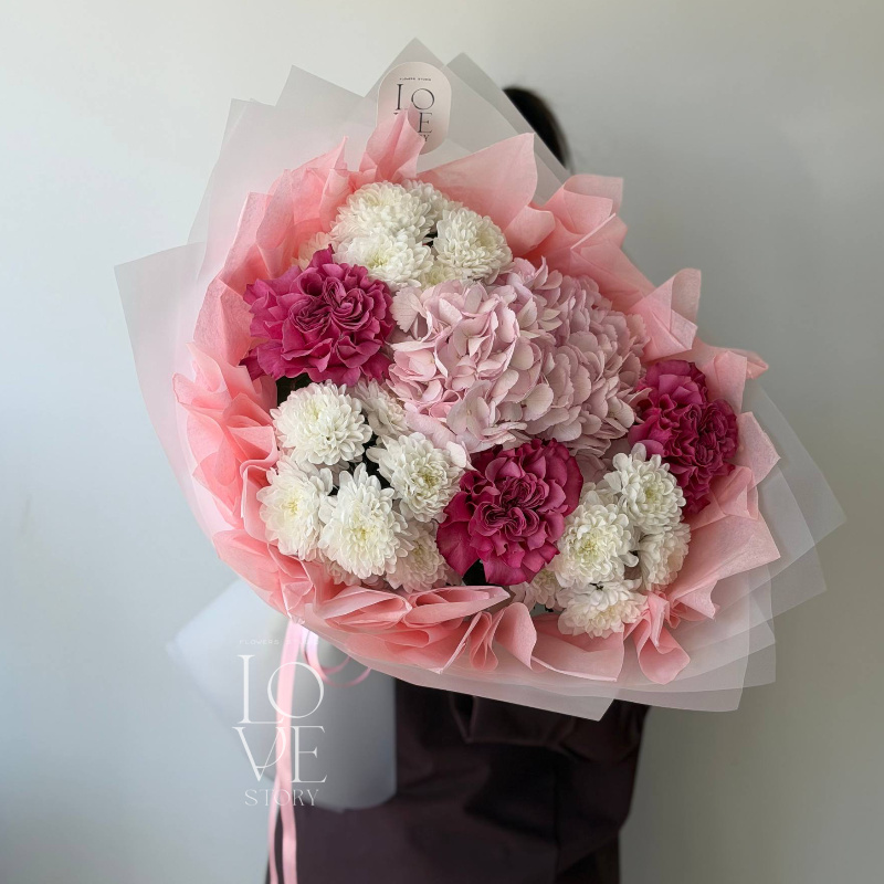 Микс с гортензией и розой Кантри блюз