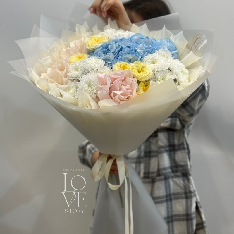 Микс с голубой гортензией 2 1